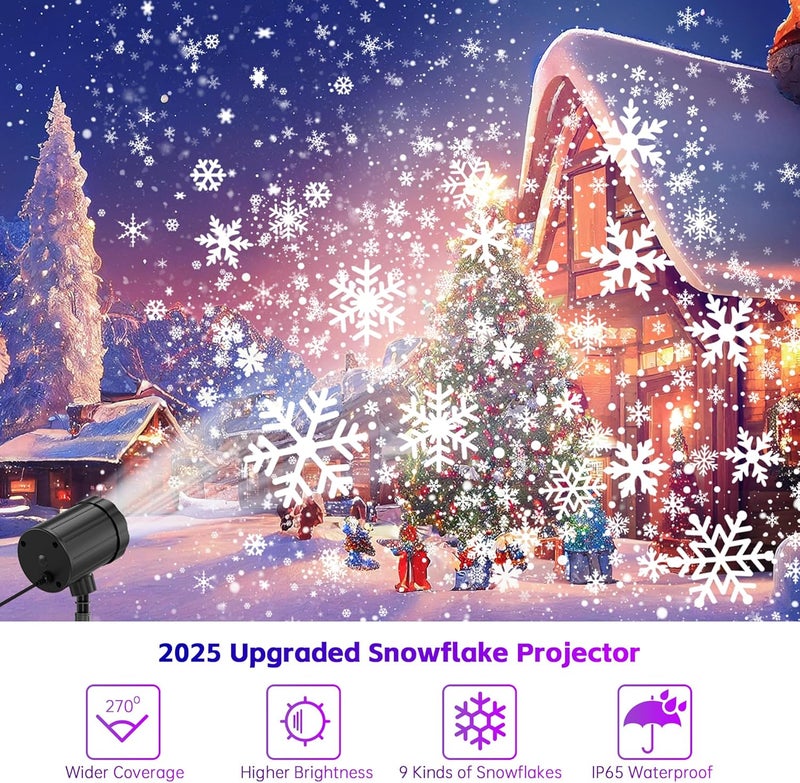 GUSODOR Christmas Projector Lights Outdoor, Dynamic Snowflake Projector IP65 Waterproof Snow Projection Lights for Indoor Outdoor Christmas Decoration, Holiday, Wedding, Yard Decor - Image 2